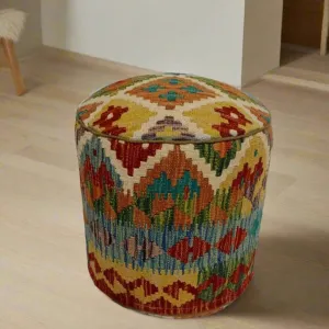 One of a Kind Kilim Rug Pouf Ottoman foot stool #81A