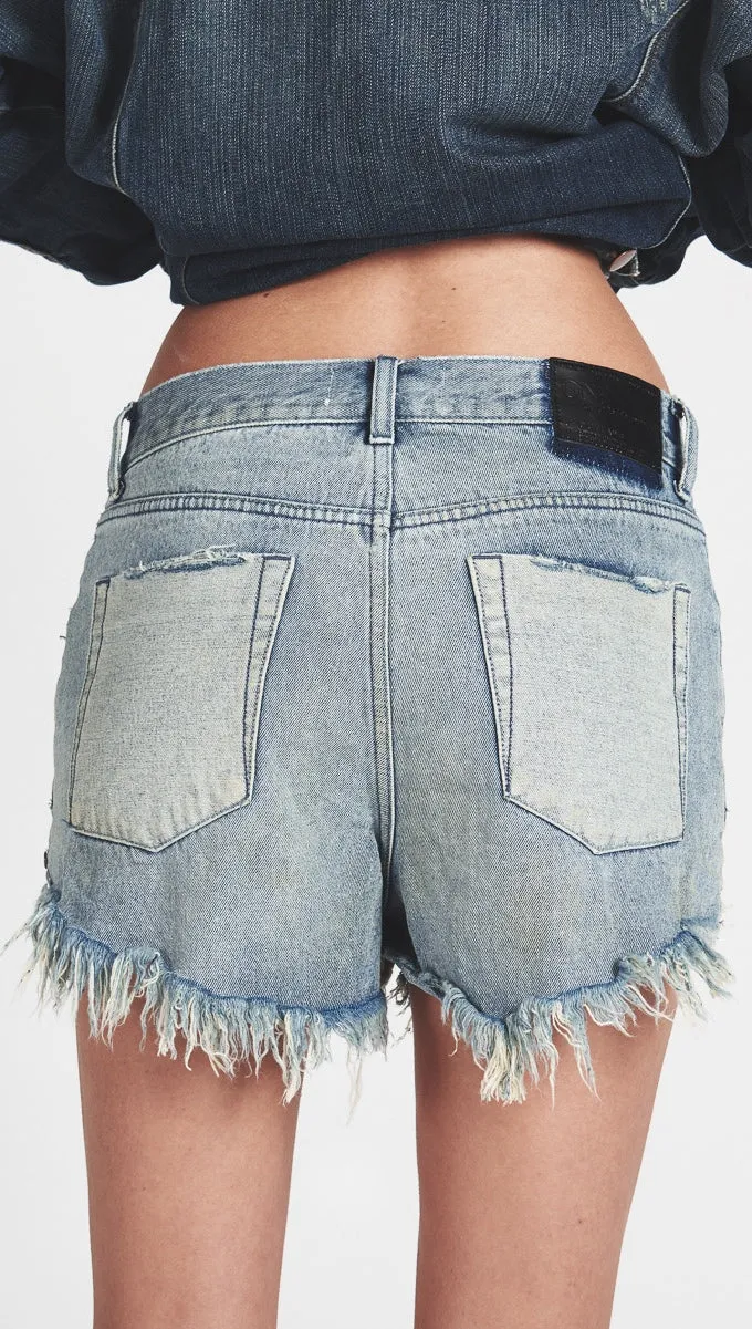 One Teaspoon Outlaws Denim Shorts Blue Storm