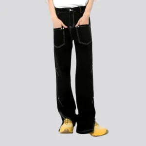 One-tone mid-waist men's jean pants