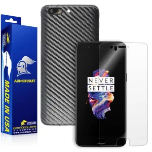 OnePlus 5 Screen Protector   Black Carbon Fiber Skin