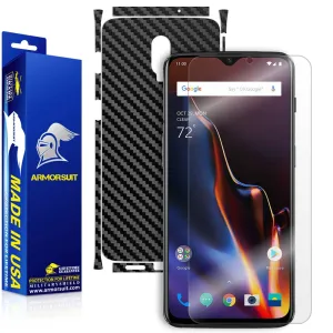 OnePlus 6T Screen Protector   Black Carbon Fiber Skin