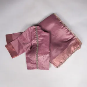 Onion Mannat Silk Saree with Zari Weaving & Lace Border