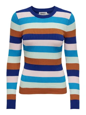 Only - Retro Blue Stripe Knit Top