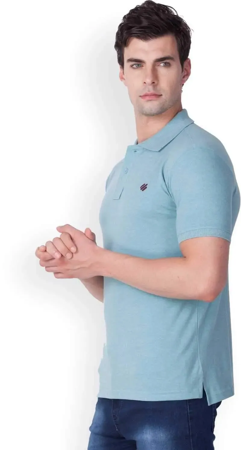 ONN Men's Cotton Polo T-Shirt in Solid Aqua colour