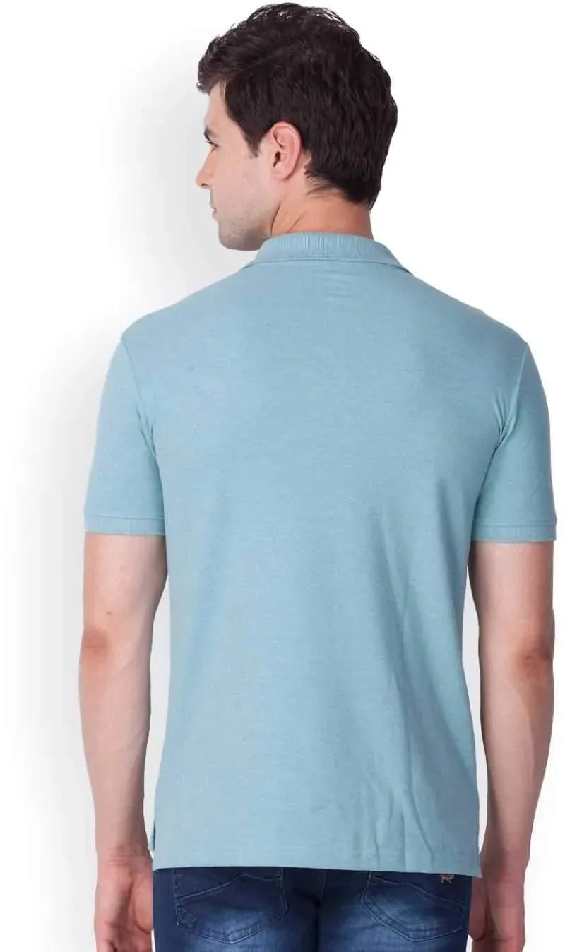 ONN Men's Cotton Polo T-Shirt in Solid Aqua colour