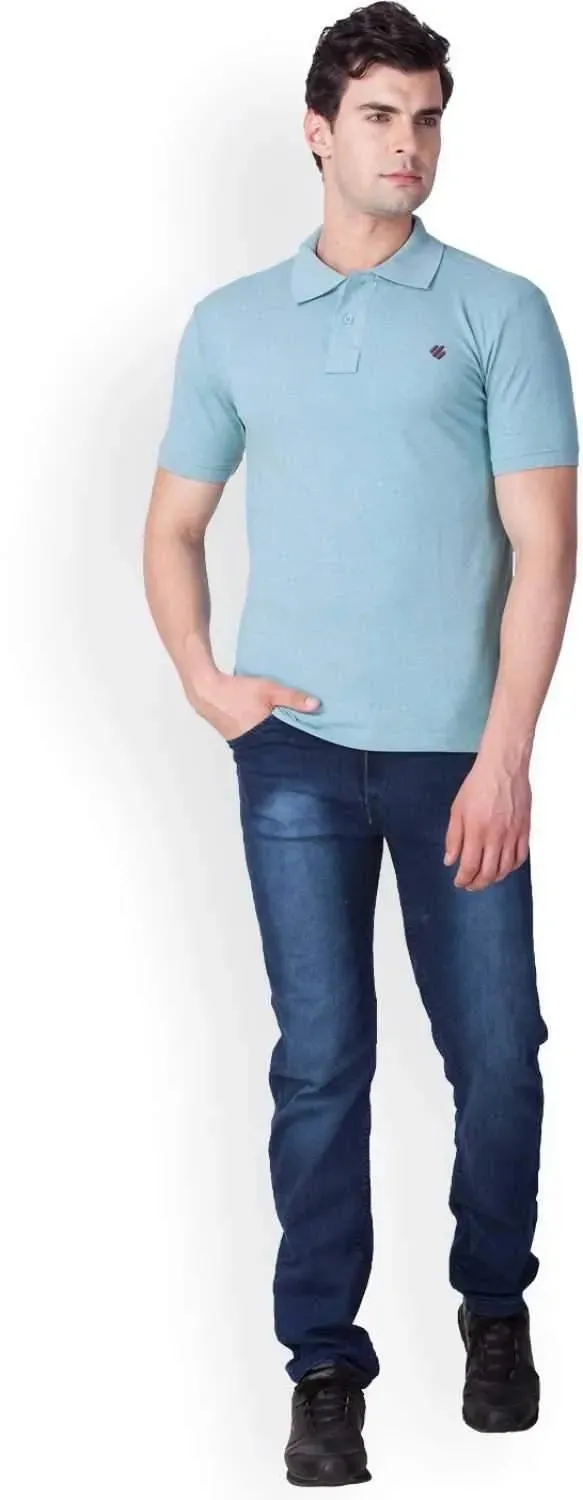 ONN Men's Cotton Polo T-Shirt in Solid Aqua colour