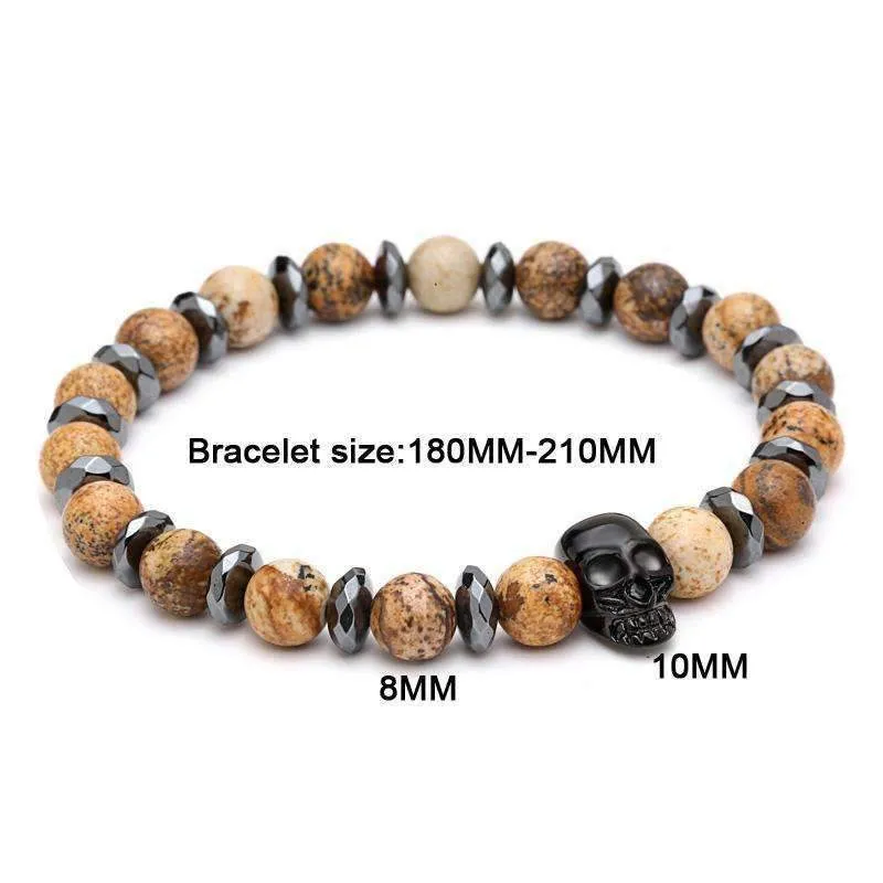 Onyx Black Skull Natural Stone Bracelet