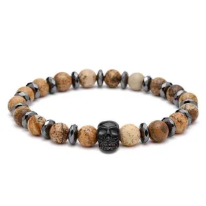 Onyx Black Skull Natural Stone Bracelet