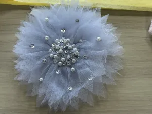 Ooh La La Couture Sky Blue Crystals & Pearls Flower Hair & Strap Clip