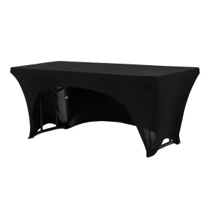 Open Back Stretch Spandex Table Cover 6 FT Rectangular - Black