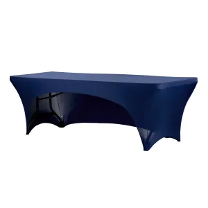 Open Back Stretch Spandex Table Cover 8 FT Rectangular - Navy Blue