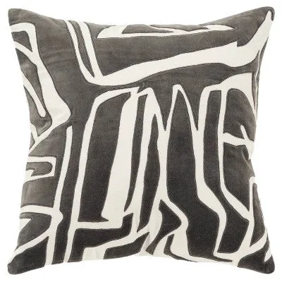 Open Box - 20"x20" Oversize Abstract Square Throw Pillow Cover Charcoal - Rizzy Home