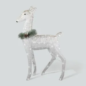 Open Box - 40" LED Glitter String Doe Novelty Sculpture Light Pure White Twinkle