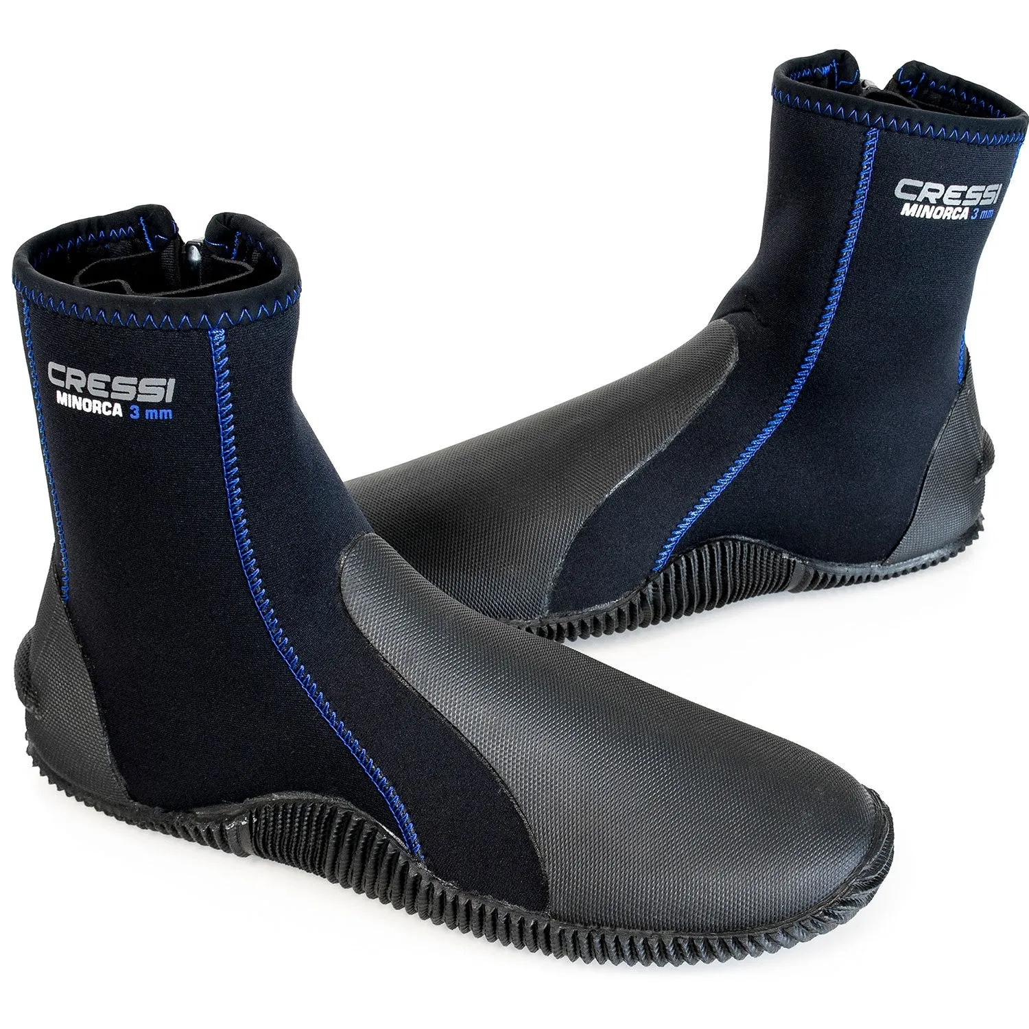 Open Box Cressi Minorca Tall 3mm Dive Boots Black / Blue - 12