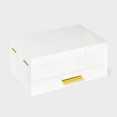 Open Box - Flip Top with Drawer Jewelry Organizer - A New Day White