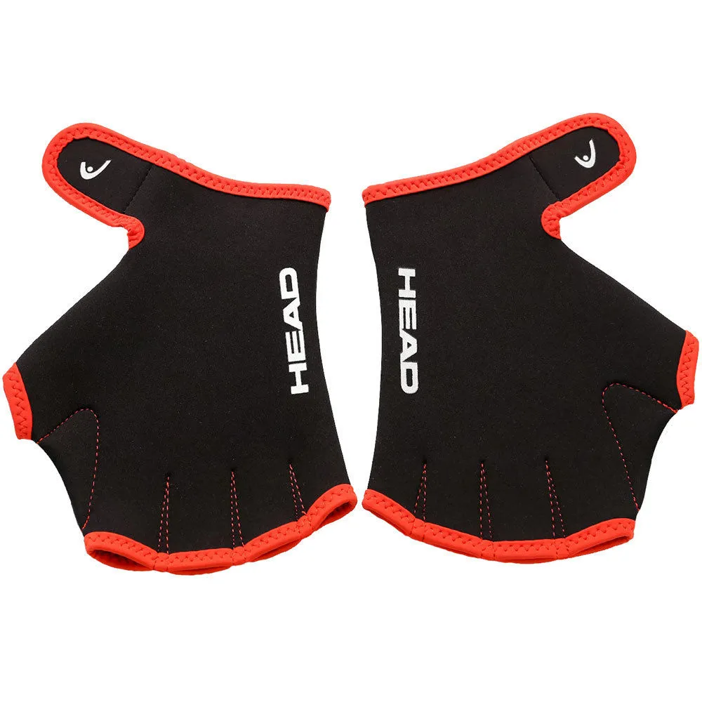 Open Box Head Swim Gloves (Black / Red, Large)