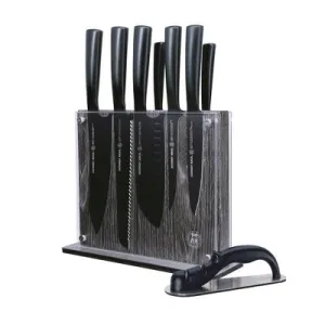 Open Box - Schmidt Brothers Cutlery 9pc Jet Black Series Knife Block Set