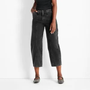 Open Box - Women's Mid-Rise Barrel Leg Jeans - Future Collective