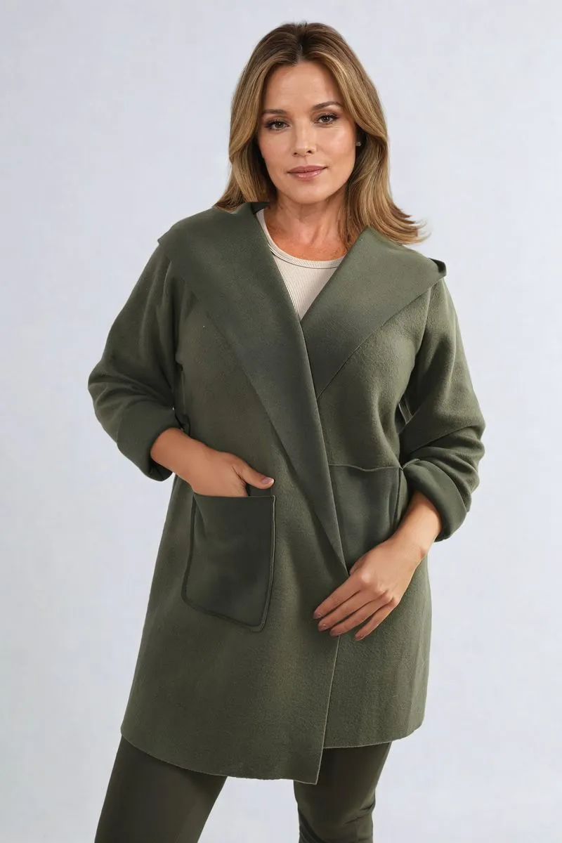 Open Front Folded Sleeve Jacket with Pockets