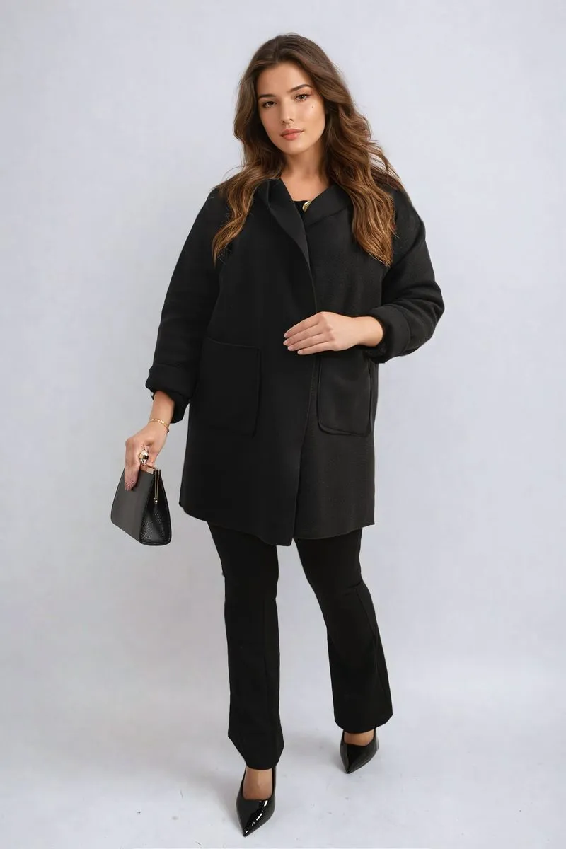 Open Front Folded Sleeve Jacket with Pockets