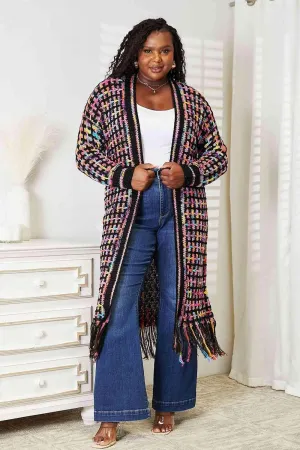 Open Front Fringe Hem Cardigan