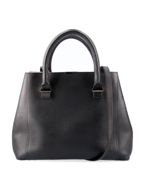 open-top leather tote bag