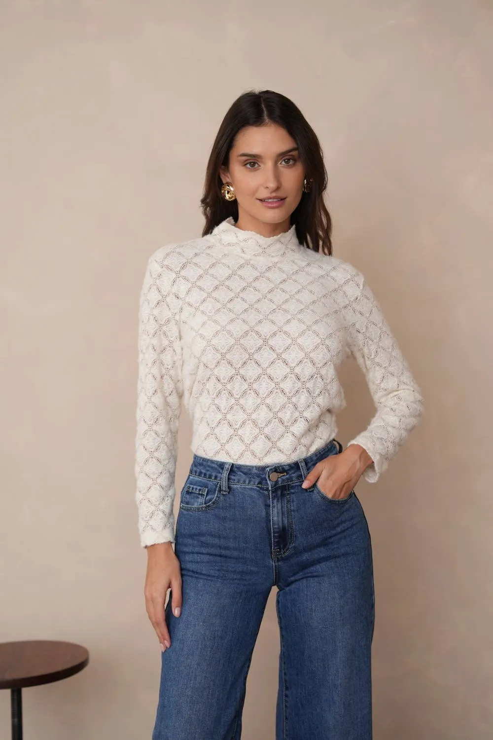 Openwork Knit Blouse