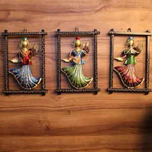 OPPERSTE | Iron Painted Wall Crown/Wings Lady Frame Set of 3, iron frames, elegant home decor, unique Wall Decor, handmade craftsmanship