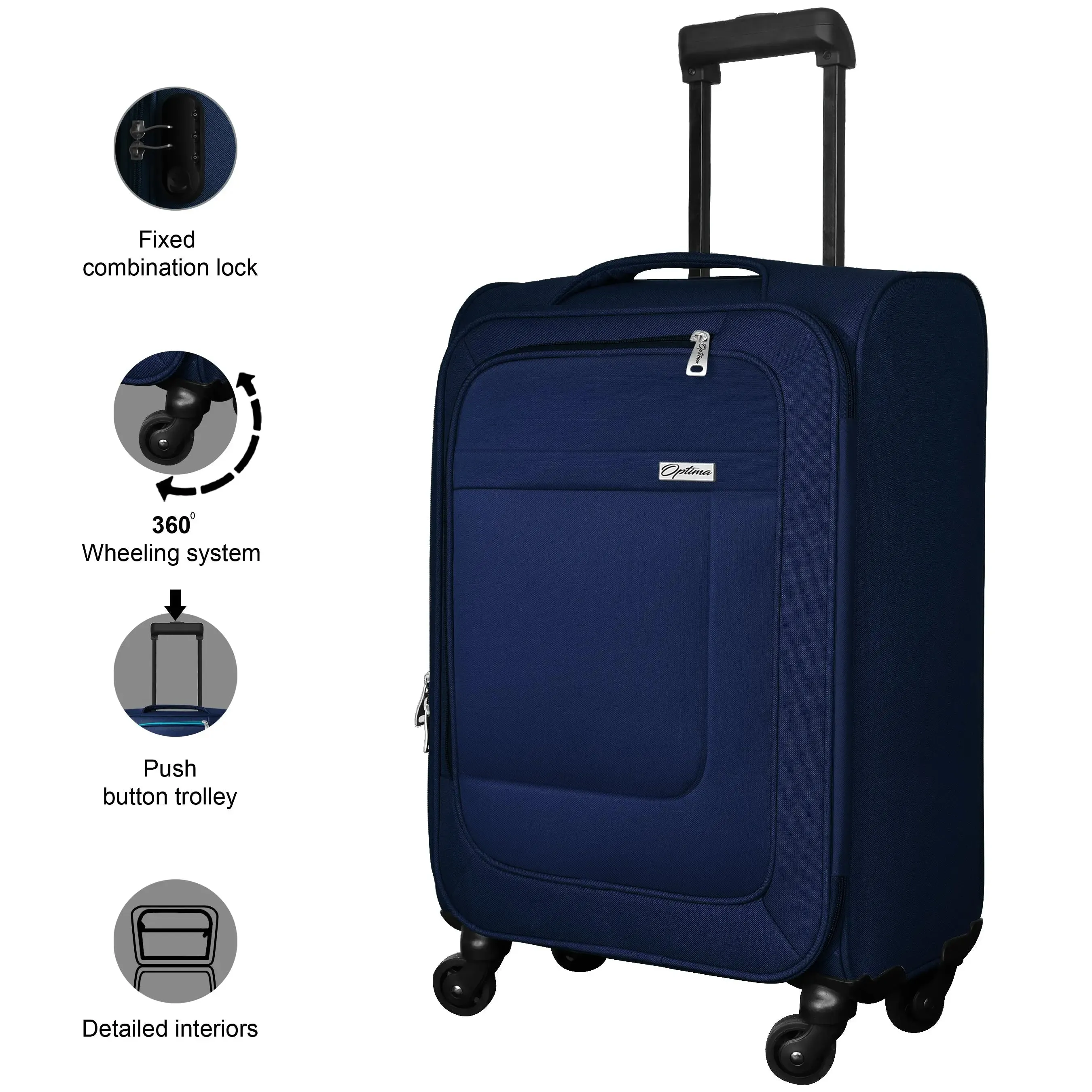 OPTIMA Prion Soft side Expandable Roller Luggage (20 inch Colour -Blue)