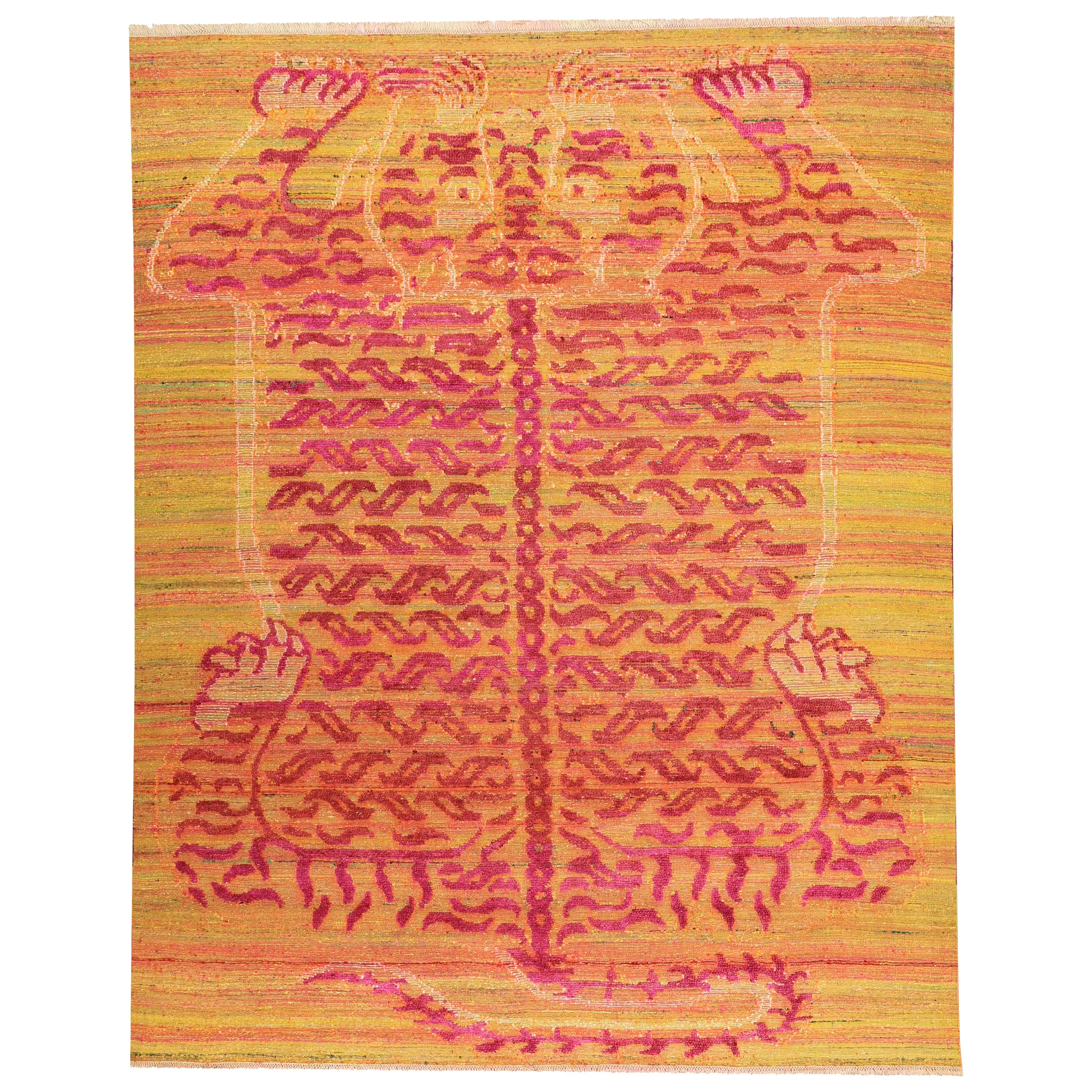 Orange Alchemy Tiger Silk Wool Blend Rug - 8'1" x 10'3"