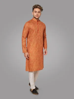 Orange & Beige Kurta Pajama | TULA