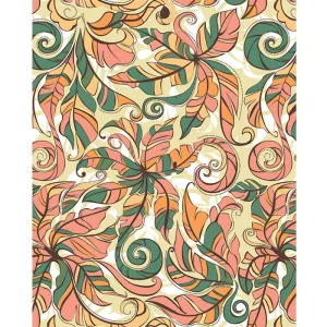 Orange & Green Floral Printed Backdrop