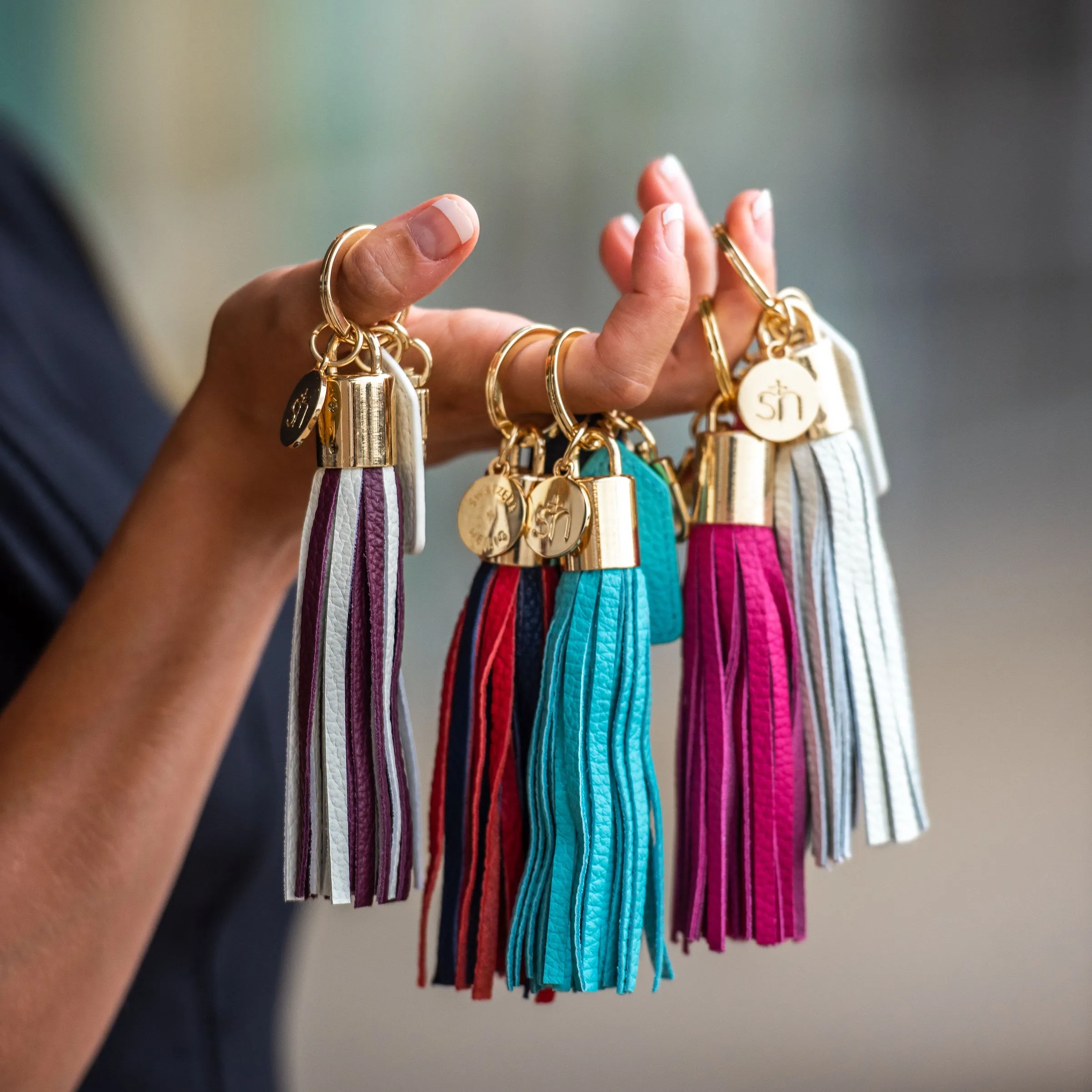 Orange & White Tassel Keychain