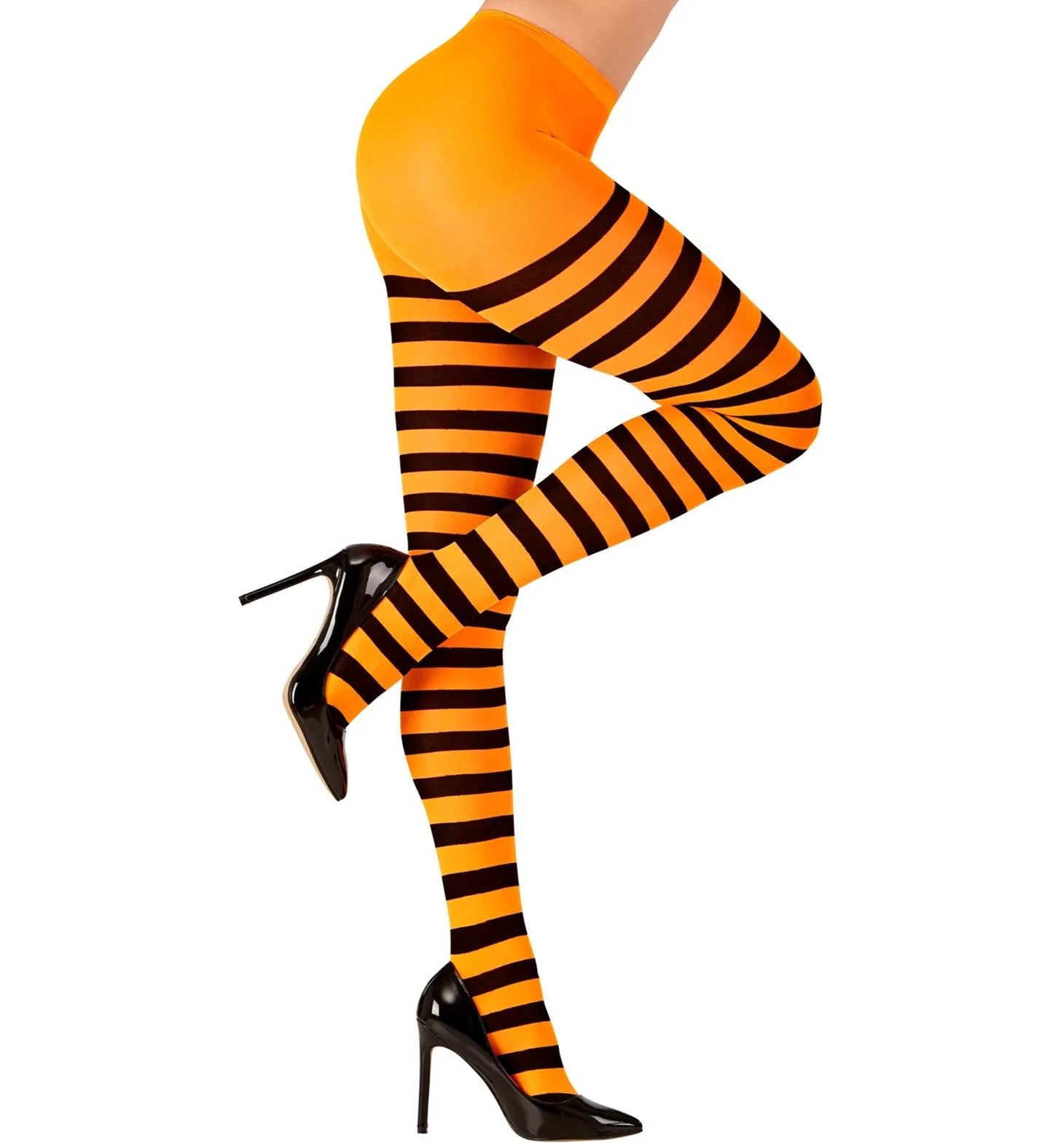 Orange and Black Striped Tights