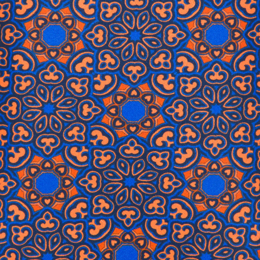 Orange and Blue Medieval Flowers Duchesse Silk Tie