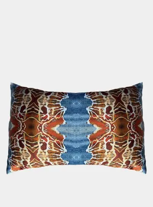 Orange and Blue Silk Pillowcase