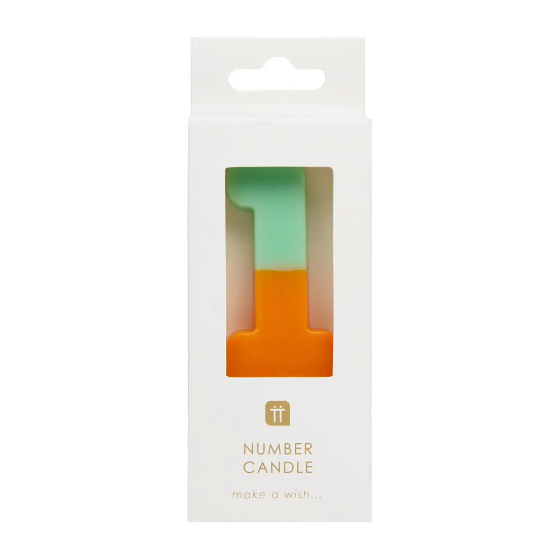 Orange and Mint Green Birthday Number Candle - 1