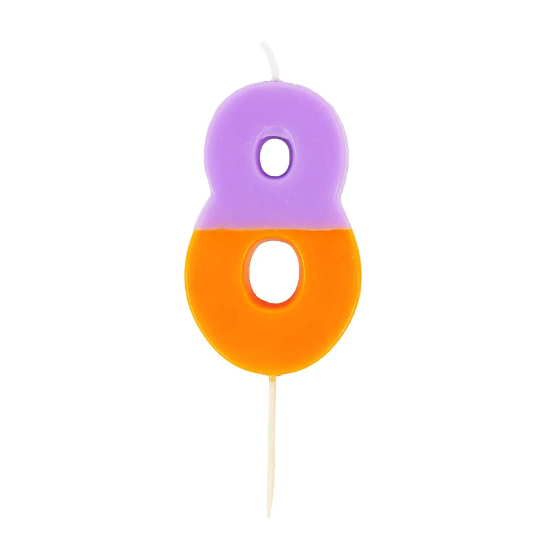 Orange and Purple Birthday Number Candle - 8