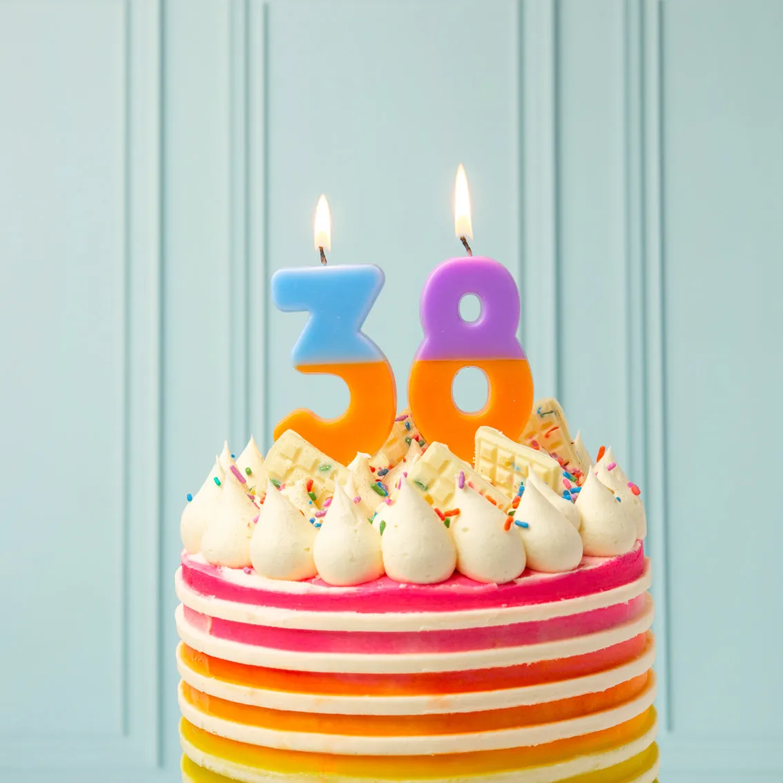 Orange and Purple Birthday Number Candle - 8