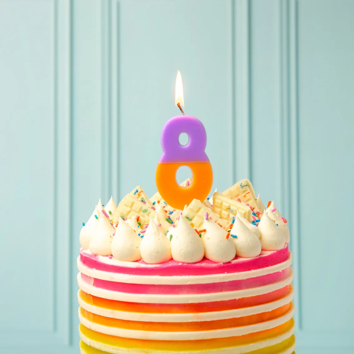 Orange and Purple Birthday Number Candle - 8