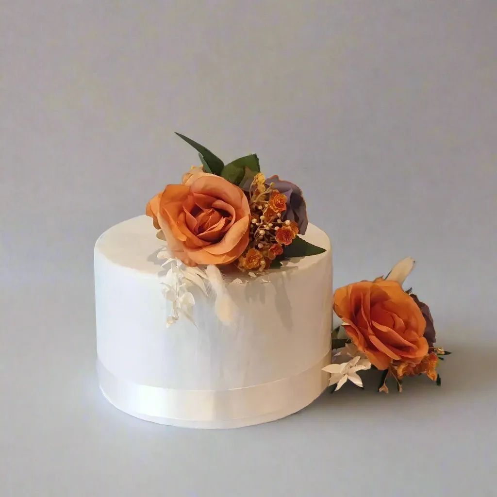 Orange and Purple Roses Cake Flowers