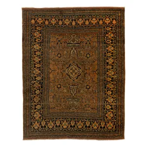 Orange Antique Persian Sarouk Rug - 4'7" x 5'7"