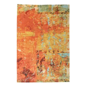 Orange Aurora Aurora Tibetan Wool Silk Blend Rug - 6' x 9'