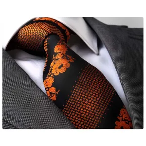 Orange Black Necktie for Men - Gift Boxed