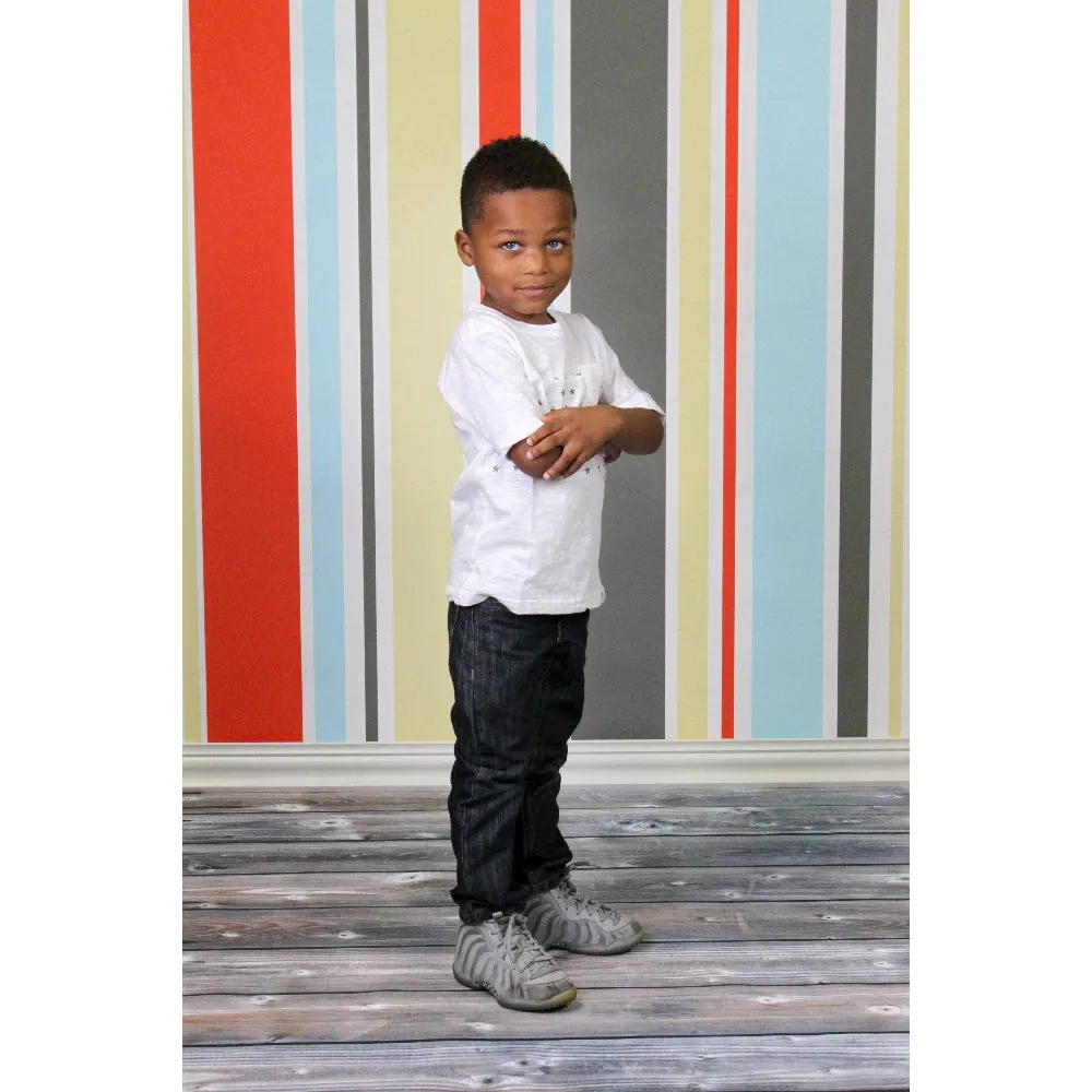 Orange, Blue, & Gray Striped Printed Backdrop