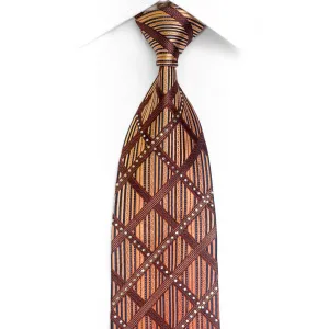 Orange Blue Striped Rhinestone Silk Necktie With Orange Sparkles