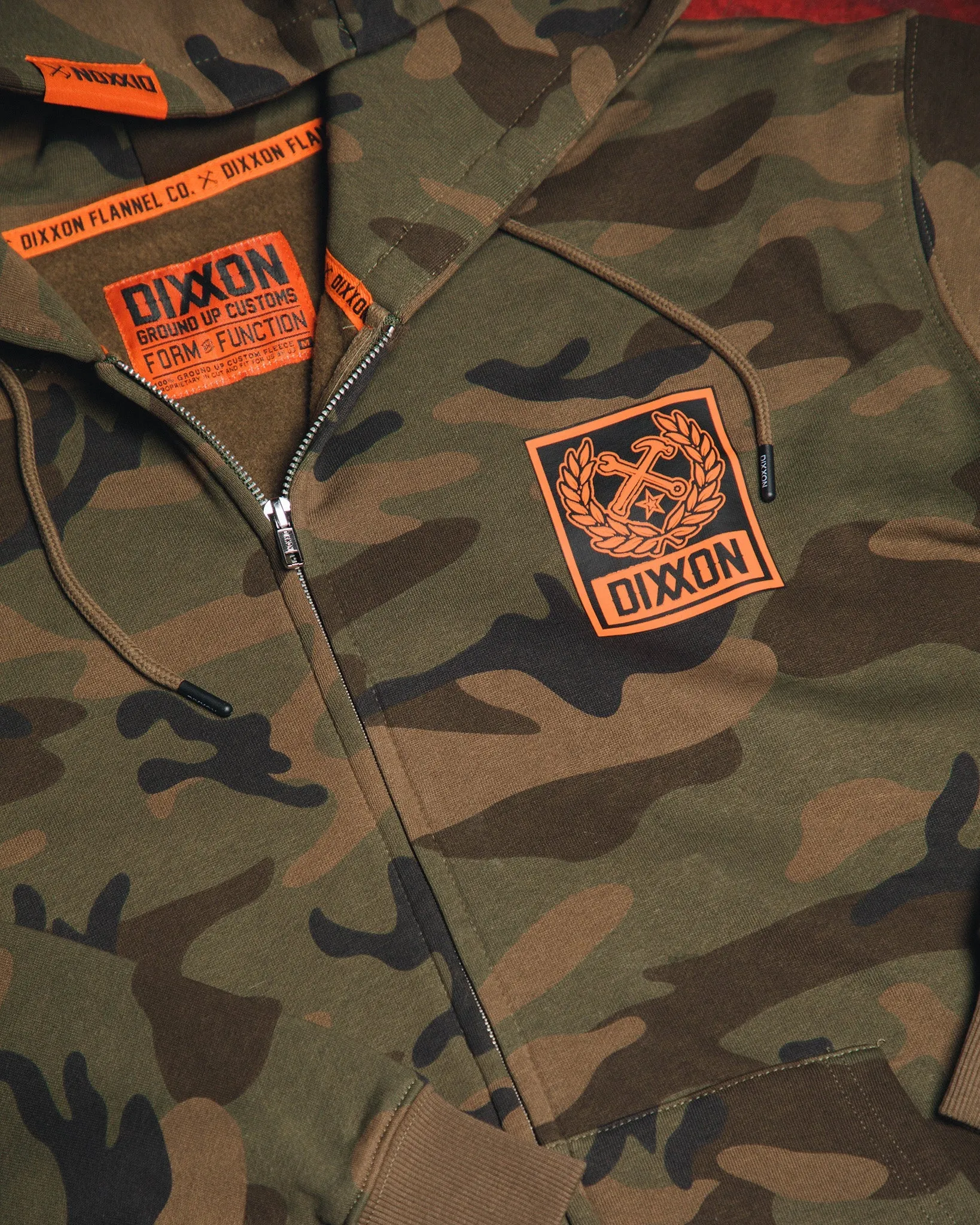 Orange Box Crest Zip Up Hoodie - Camo