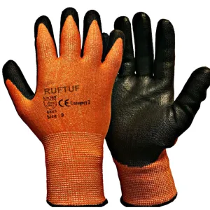 Orange Cut 3 Nylon Liner Black PU Coated Cut Resistant Work Glove