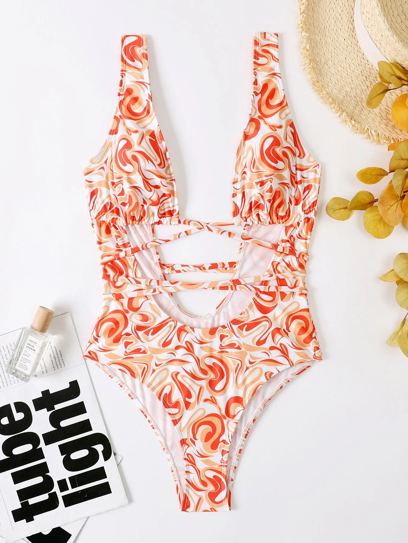 Orange Elegance One-Piece Swimwear - Culture Heaven Special