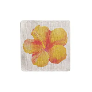 Orange Hibiscus Fabric Coaster